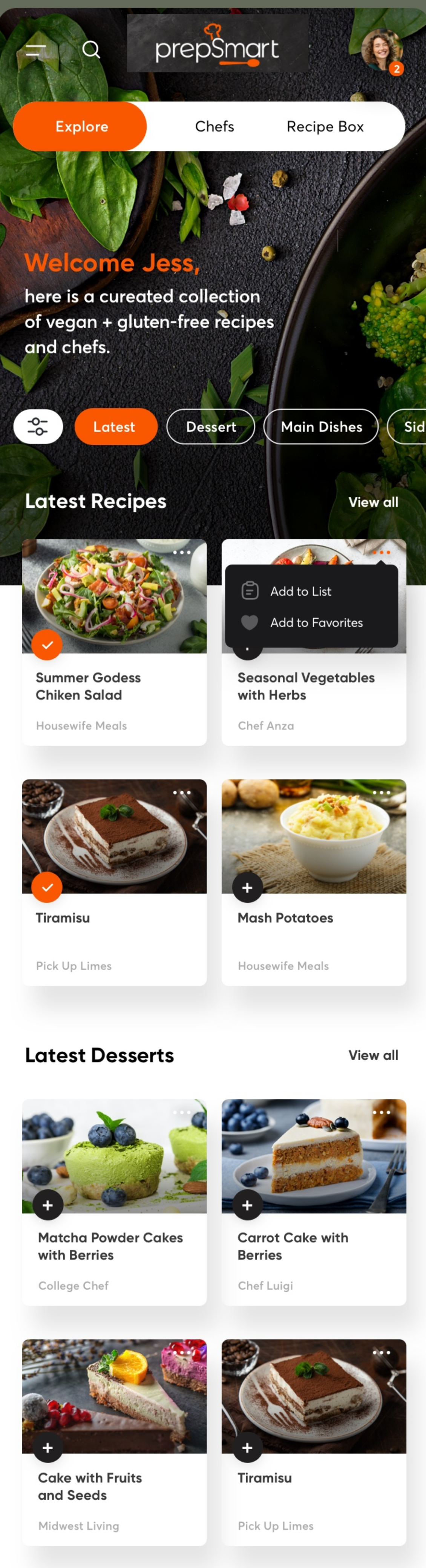 PrepSmart App - Explore Recipes